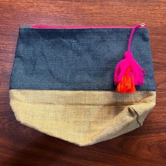 NWOT. Mud Pie Color Pop Jute Case Makeup bag. - Picture 4 of 8